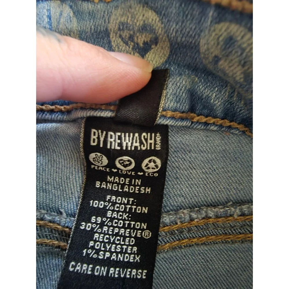 BY REWASH Vintage 90s Grunge Light Blue High Rise Distressed Mom Jeans 26in sz1